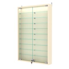 Витрина настенная с регулировочными полками №2-7АУ-РЕГ с подсветкой, Крем Вайс