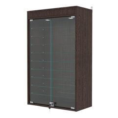 Витрина настенная с регулировочными полками №2-7АГ-РЕГ с подсветкой, Дуб Венге