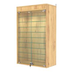 Витрина настенная с регулировочными полками №2-7АГ-РЕГ с подсветкой, Дуб Золотистый
