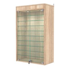 Витрина настенная с регулировочными полками №2-7АГ-РЕГ с подсветкой, Дуб Сонома