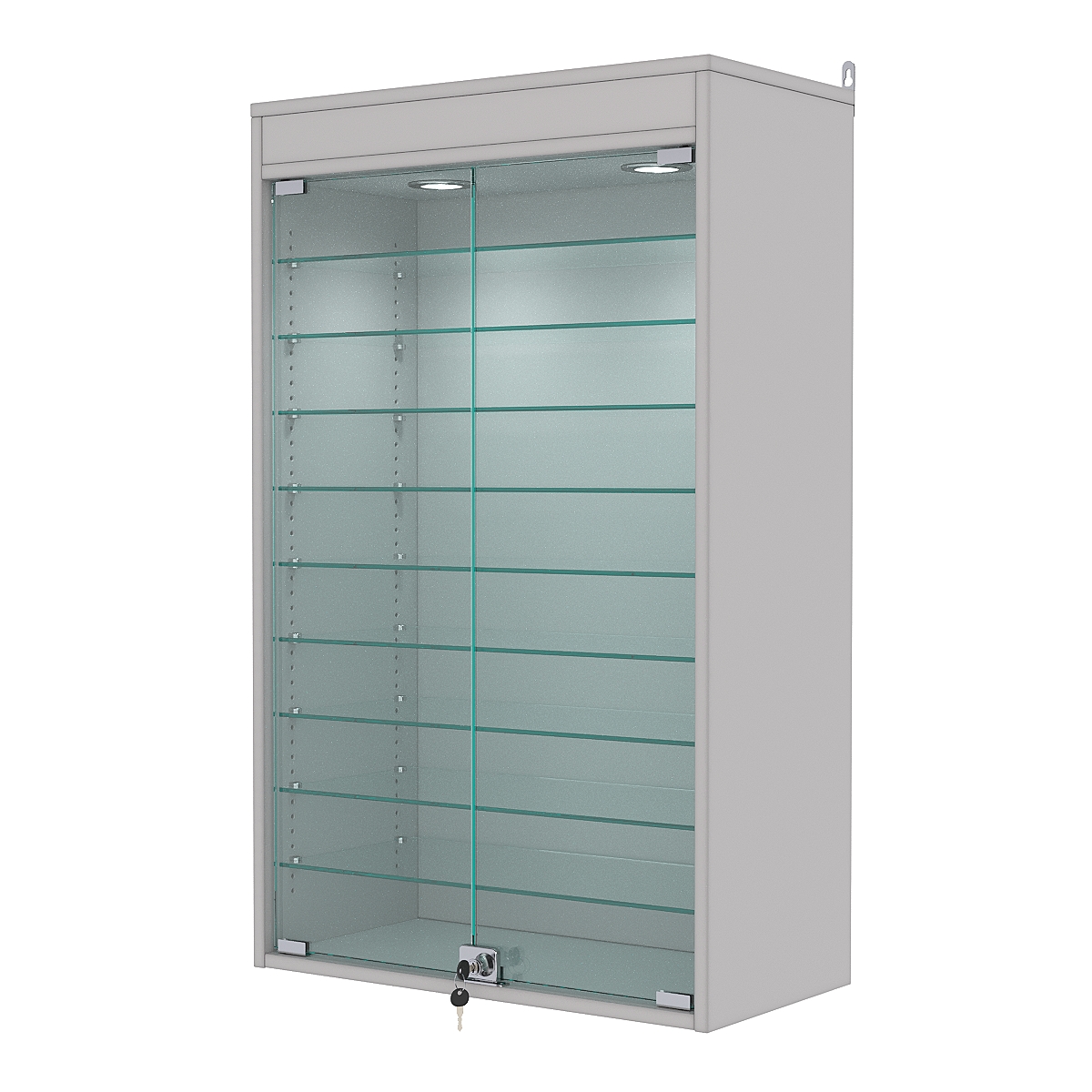 Витрина настенная с регулировочными полками №2-7АГ-РЕГ с подсветкой, Серый