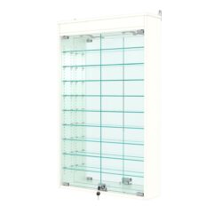 Витрина настенная с регулировочными полками №2-8А-РЕГ с зеркалом и с подсветкой, Белый