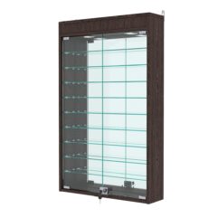 Витрина настенная с регулировочными полками №2-8А-РЕГ с зеркалом и с подсветкой, Дуб Венге