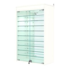 Витрина настенная с регулировочными полками №2-8АГ-РЕГ с зеркалом и с подсветкой, Белый