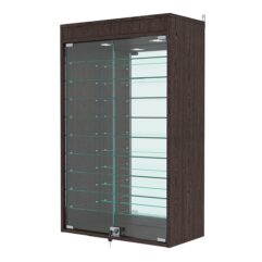 Витрина настенная с регулировочными полками №2-8АГ-РЕГ с зеркалом и с подсветкой, Дуб Венге