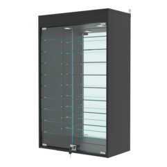 Витрина настенная с регулировочными полками №2-8АГ-РЕГ с зеркалом и с подсветкой, Черный