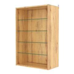 Витрина настенная с регулировочными полками №2-1ГГ-РЕГ, Дуб Золотистый