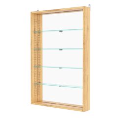 Витрина настенная с регулировочными полками №2-2ГУ-РЕГ с зеркалом, Дуб Золотистый