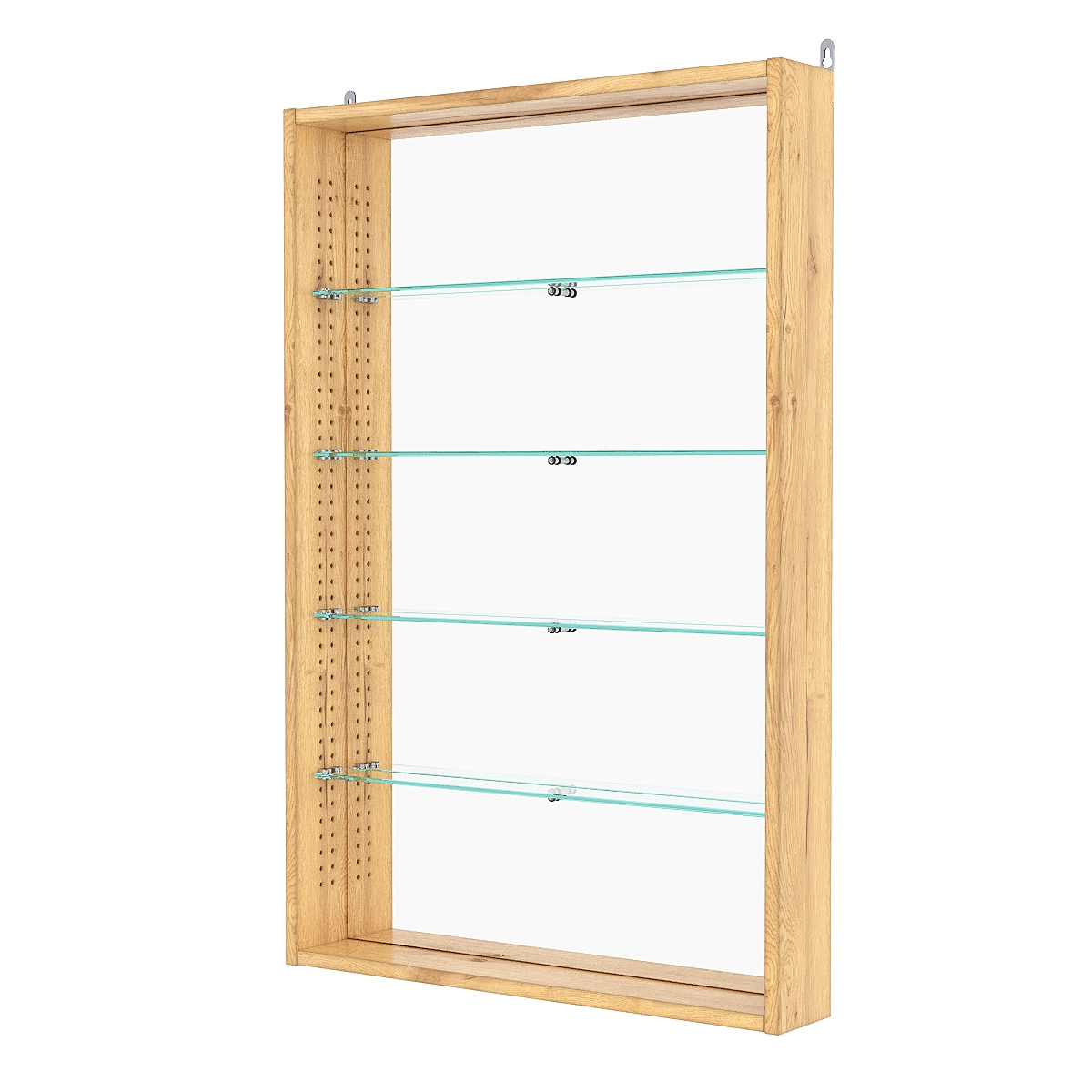 Витрина настенная с регулировочными полками №2-2ГУ-РЕГ с зеркалом, Дуб Золотистый