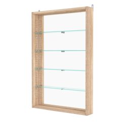 Витрина настенная с регулировочными полками №2-2ГУ-РЕГ с зеркалом, Дуб Сонома