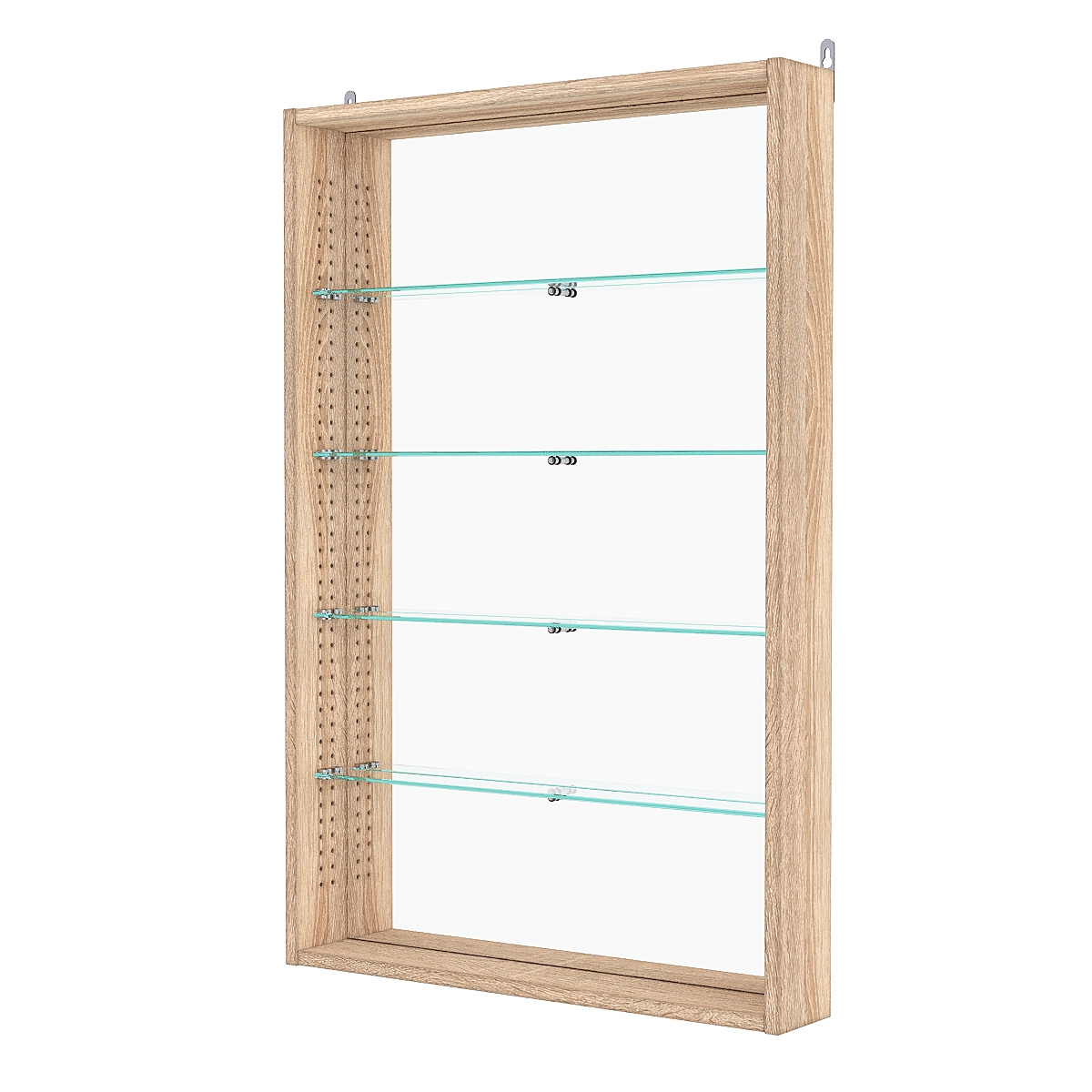 Витрина настенная с регулировочными полками №2-2ГУ-РЕГ с зеркалом, Дуб Сонома