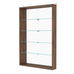 Витрина настенная с регулировочными полками №2-2ГУ-РЕГ с зеркалом, Орех