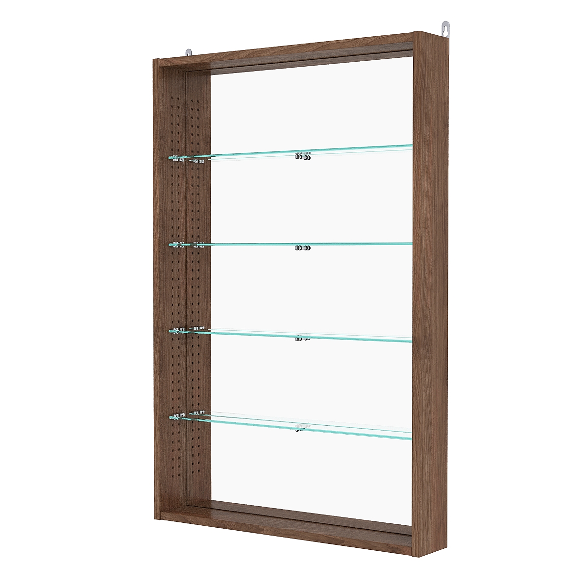 Витрина настенная с регулировочными полками №2-2ГУ-РЕГ с зеркалом, Орех