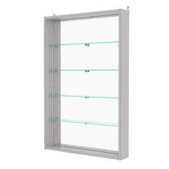 Витрина настенная с регулировочными полками №2-2ГУ-РЕГ с зеркалом, Серый