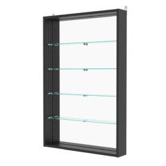 Витрина настенная с регулировочными полками №2-2ГУ-РЕГ с зеркалом, Черный