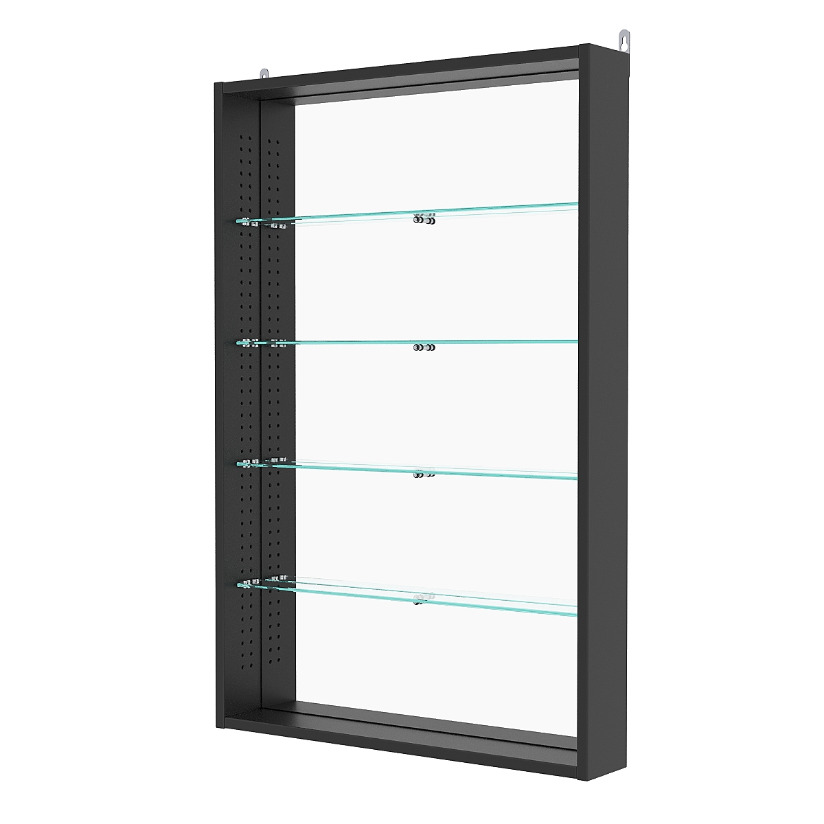 Витрина настенная с регулировочными полками №2-2ГУ-РЕГ с зеркалом, Черный