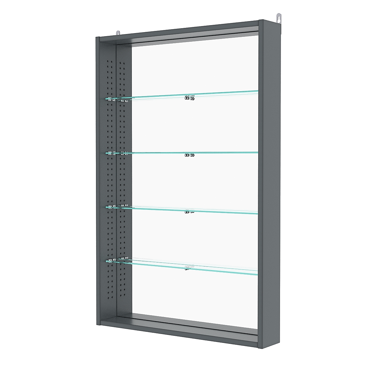 Витрина настенная с регулировочными полками №2-2ГУ-РЕГ с зеркалом, Темно-Серый
