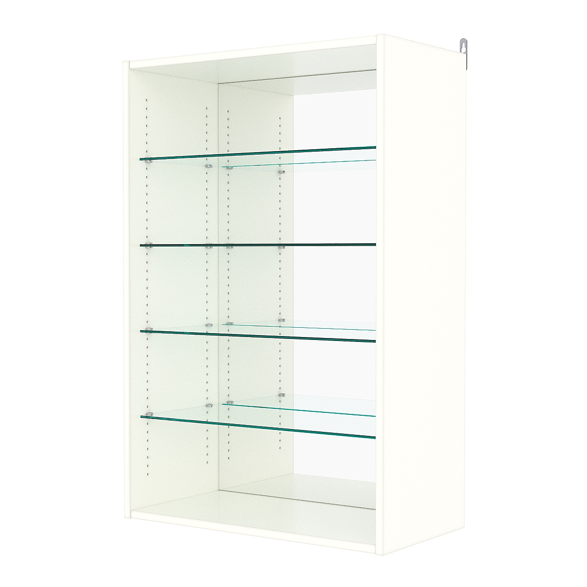Витрина настенная с регулировочными полками №2-2ГГ-РЕГ с зеркалом, Белый