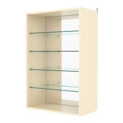 Витрина настенная с регулировочными полками №2-2ГГ-РЕГ с зеркалом, Крем Вайс