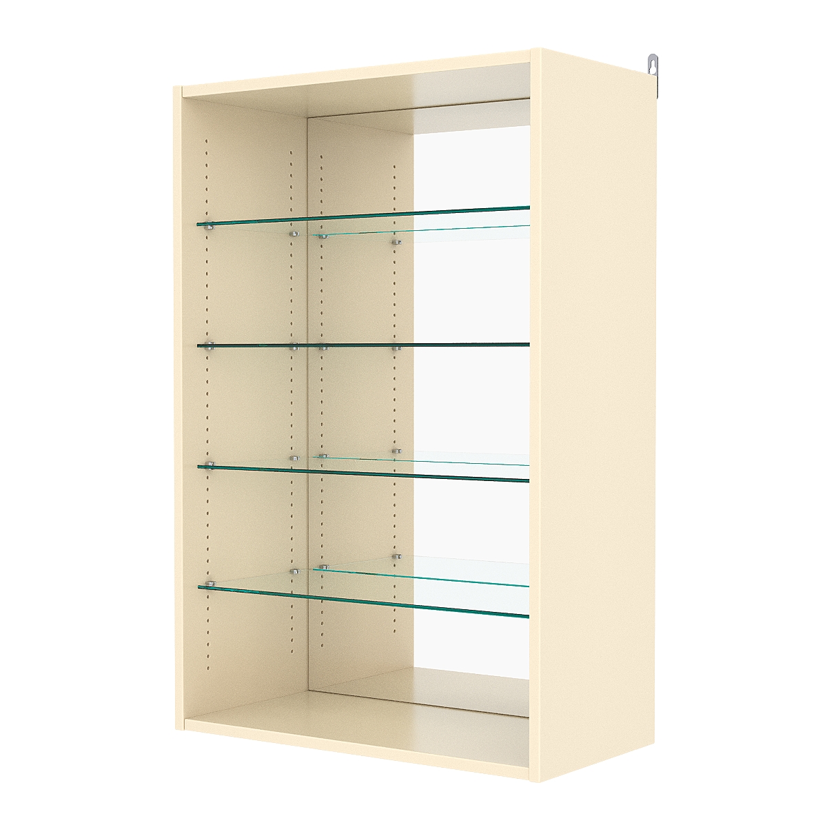 Витрина настенная с регулировочными полками №2-2ГГ-РЕГ с зеркалом, Крем Вайс