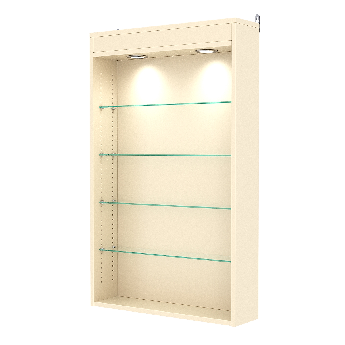 Витрина настенная с регулировочными полками №2-3Г-РЕГ с подсветкой, Крем Вайс