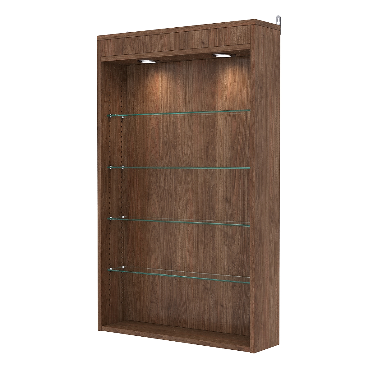 Витрина настенная с регулировочными полками №2-3Г-РЕГ с подсветкой, Орех