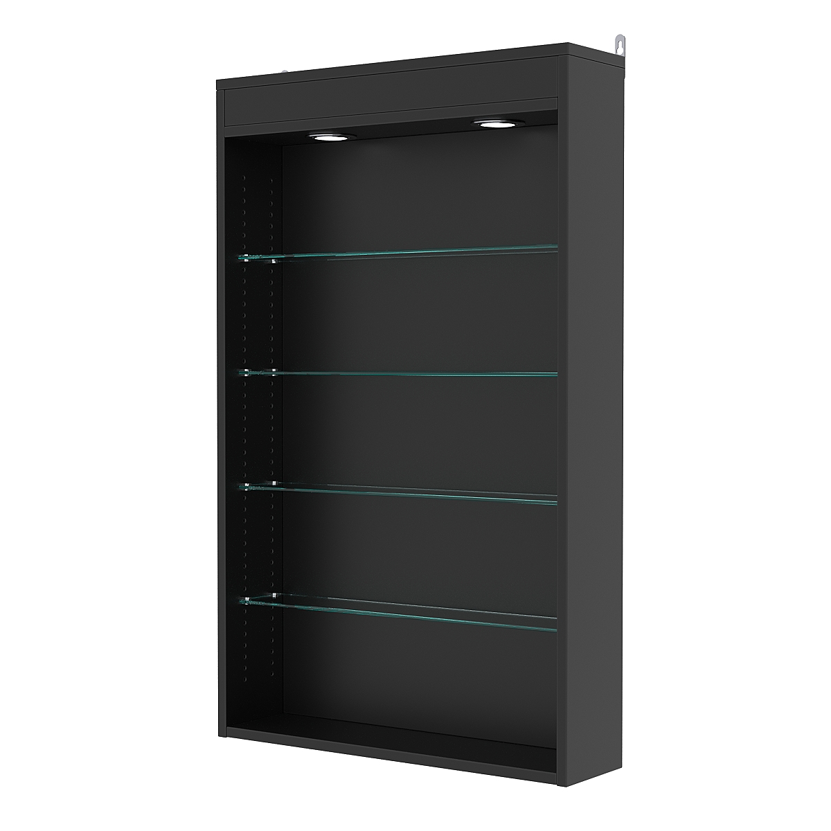 Витрина настенная с регулировочными полками №2-3Г-РЕГ с подсветкой, Черный