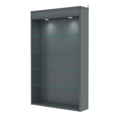 Витрина настенная с регулировочными полками №2-3Г-РЕГ с подсветкой, Темно-Серый