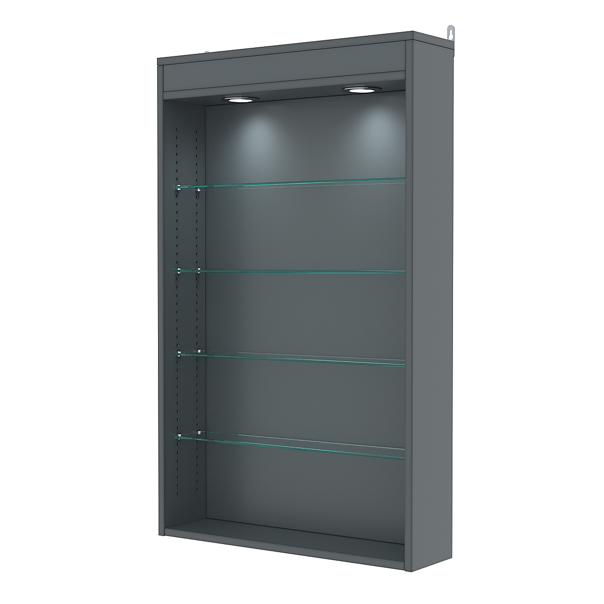 Витрина настенная с регулировочными полками №2-3Г-РЕГ с подсветкой, Темно-Серый