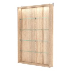 Витрина настенная с регулировочными полками №2-3ГУ-РЕГ с подсветкой, Дуб Сонома