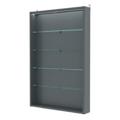 Витрина настенная с регулировочными полками №2-3ГУ-РЕГ с подсветкой, Темно-Серый