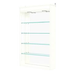 Витрина настенная с регулировочными полками №2-4Г-РЕГ с зеркалом и с подсветкой, Белый