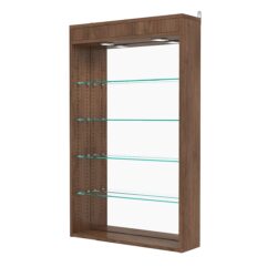 Витрина настенная с регулировочными полками №2-4Г-РЕГ с зеркалом и с подсветкой, Орех