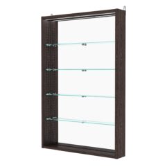 Витрина настенная с регулировочными полками №2-4ГУ-РЕГ с зеркалом и с подсветкой, Дуб Венге
