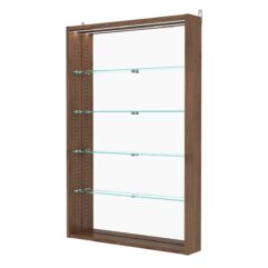 Витрина настенная с регулировочными полками №2-4ГУ-РЕГ с зеркалом и с подсветкой, Орех