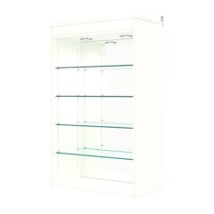 Витрина настенная с регулировочными полками №2-4ГГ-РЕГ с зеркалом и с подсветкой, Белый