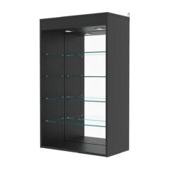 Витрина настенная с регулировочными полками №2-4ГГ-РЕГ с зеркалом и с подсветкой, Черный