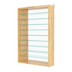 Витрина настенная с регулировочными полками №2-6Г-РЕГ с зеркалом, Дуб Золотистый