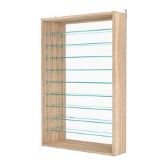 Витрина настенная с регулировочными полками №2-6Г-РЕГ с зеркалом, Дуб Сонома