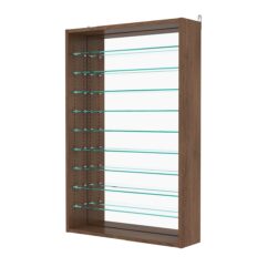 Витрина настенная с регулировочными полками №2-6Г-РЕГ с зеркалом, Орех