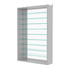 Витрина настенная с регулировочными полками №2-6Г-РЕГ с зеркалом, Серый