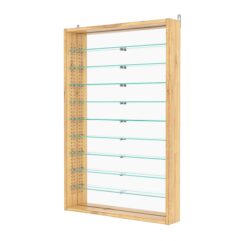 Витрина настенная с регулировочными полками №2-6ГУ-РЕГ с зеркалом, Дуб Золотистый