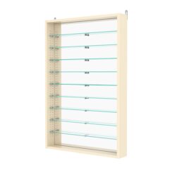 Витрина настенная с регулировочными полками №2-6ГУ-РЕГ с зеркалом, Крем Вайс