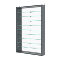 Витрина настенная с регулировочными полками №2-6ГУ-РЕГ с зеркалом, Темно-Серый