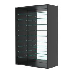 Витрина настенная с регулировочными полками №2-6ГГ-РЕГ с зеркалом, Черный