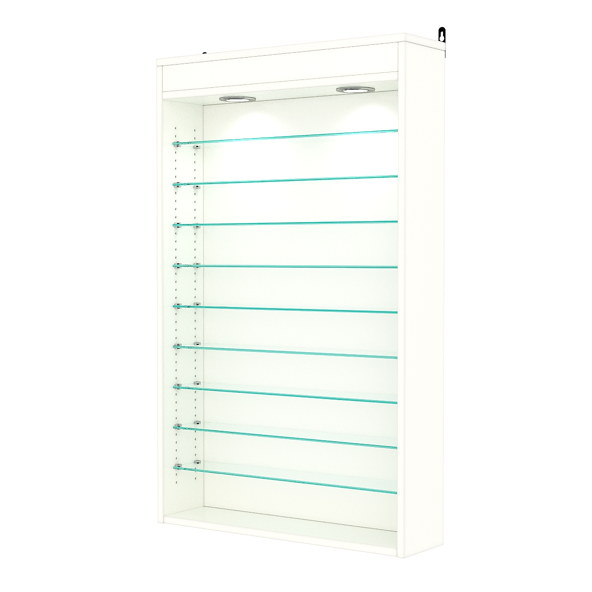 Витрина настенная с регулировочными полками №2-7Г-РЕГ с подсветкой, Белый