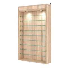 Витрина настенная с регулировочными полками №2-7Г-РЕГ с подсветкой, Дуб Сонома