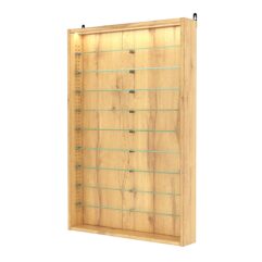 Витрина настенная с регулировочными полками №2-7ГУ-РЕГ с подсветкой, Дуб Золотистый