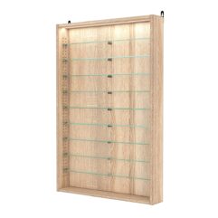 Витрина настенная с регулировочными полками №2-7ГУ-РЕГ с подсветкой, Дуб Сонома