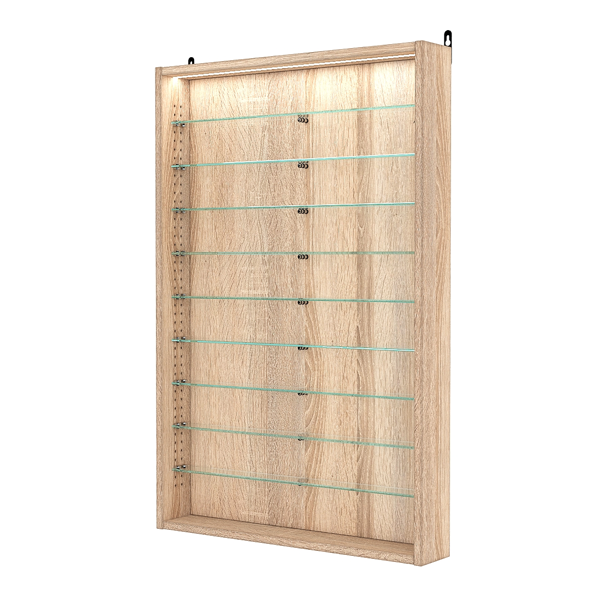 Витрина настенная с регулировочными полками №2-7ГУ-РЕГ с подсветкой, Дуб Сонома